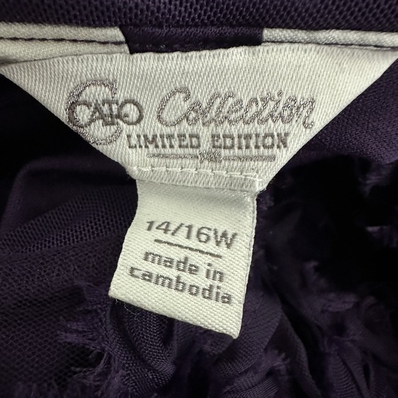 Cato Collection Women Top Plus 14/16W Purple Chiffon Ribbon Tie Whimsigoth Fairy - Picture 9 of 11